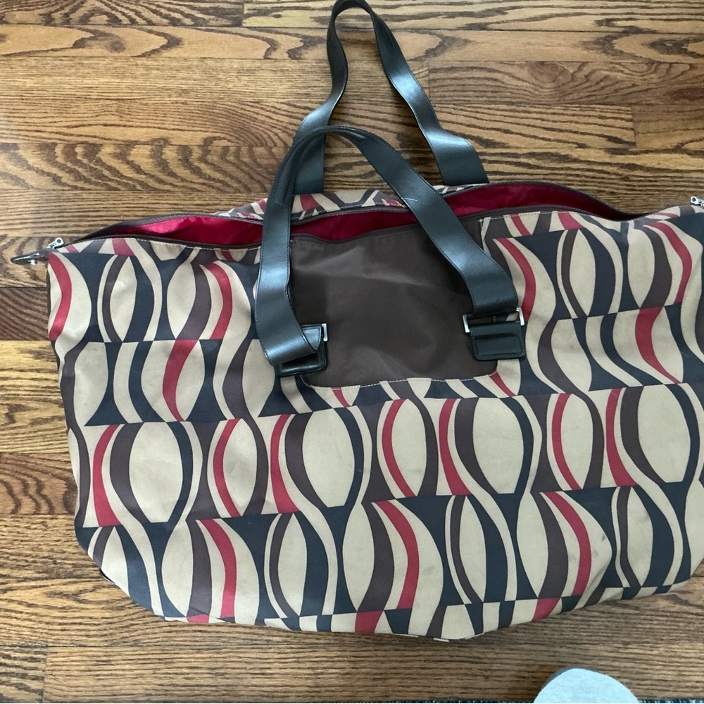 Tumi Geometric Tote Bag - Red and Brown